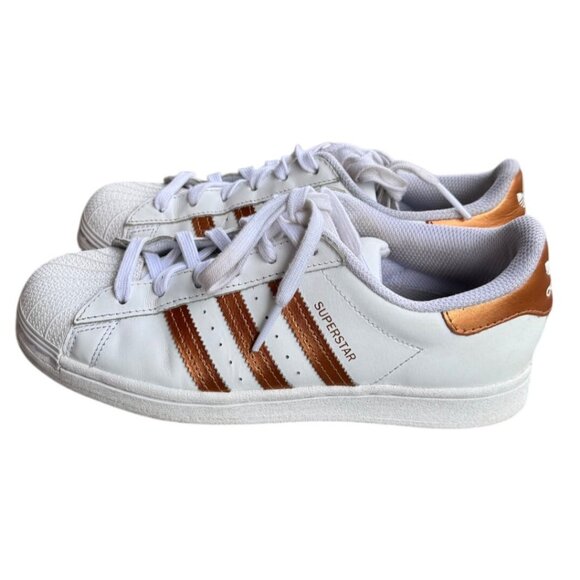Adidas Superstar Women's Size US 7 white & Gold Classic Sneakers - Picture 5 of 10